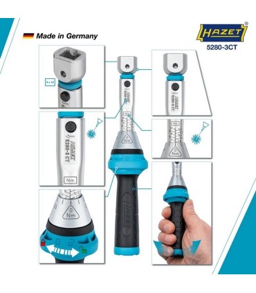 Hazet 5280-3CT 2.5-25Nm 9x12mm Değişken Uçlu Torkmetre ±%3