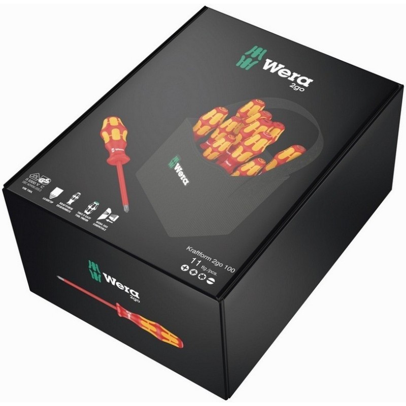 Wera Kraftform 2go 100 VDE Çantalı Tornavida Seti 11P 05004310001
