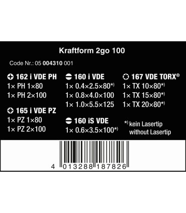 Wera Kraftform 2go 100 VDE Çantalı Tornavida Seti 11P 05004310001