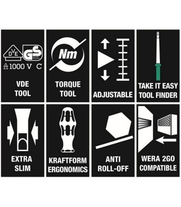 Wera VDE 15 Tool Finder  Ekstra İnce 1 Geçmeli Uçlu Torklu Tornavida 1.2-3Nm Set05006605001
