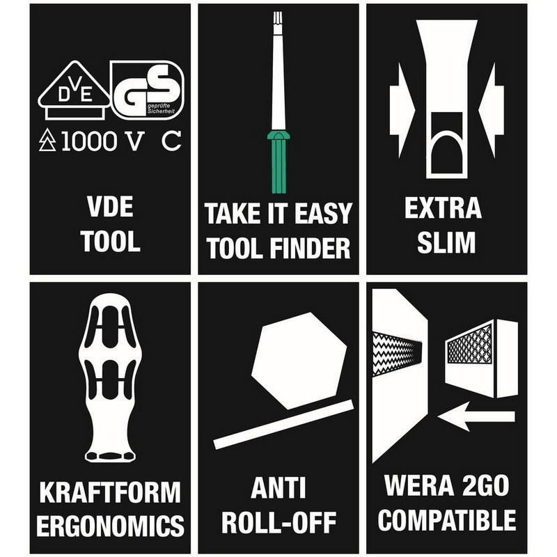 Wera KK VDE 7 Tool Finder Ekstra İnce 1 Geçmeli Uçlu Tornavida Set 05006603001