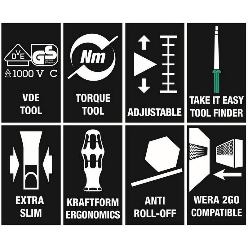Wera VDE 16 Tool Finder Ekstra İnce 1 Geçmeli Uçlu Torklu Tornavida 1.2-3Nm Set 05006605001