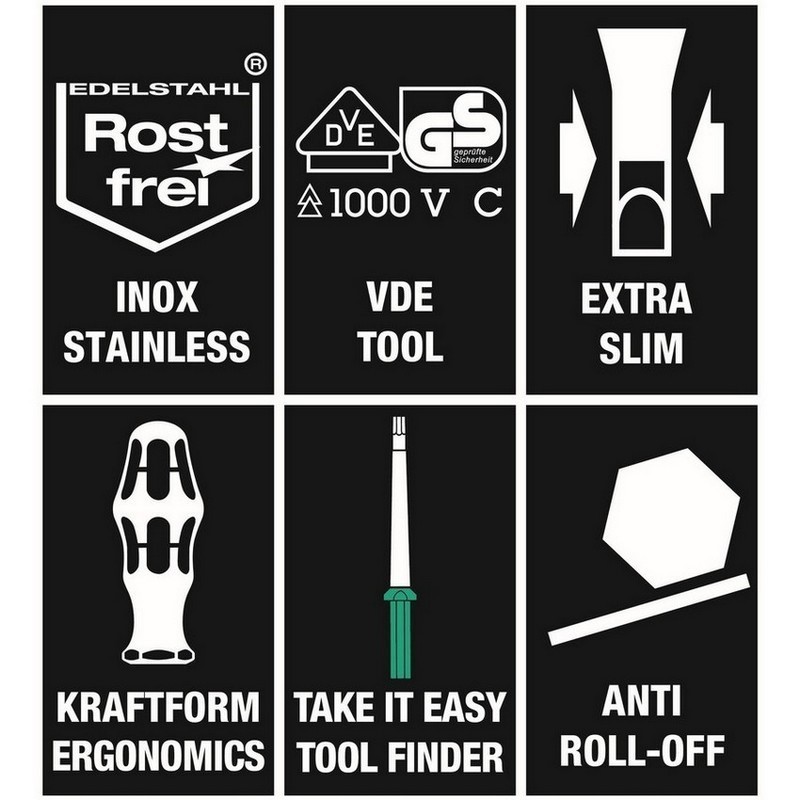 Wera KK VDE 7 Tool Finder Paslanmaz Torx Geçmeli Uçlu Tornavida Set 05006630001