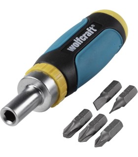 Wolfcraft 1237000 Cırcırlı Mini Tornavida Düz Yıldız Bits Seti 6P