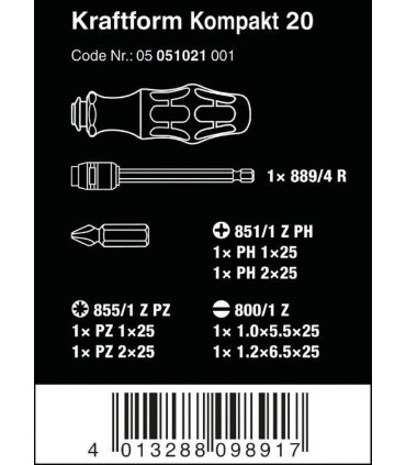 Wera Kraftform Kompakt 20 Tornavida Bits Seti 7P 05051021001