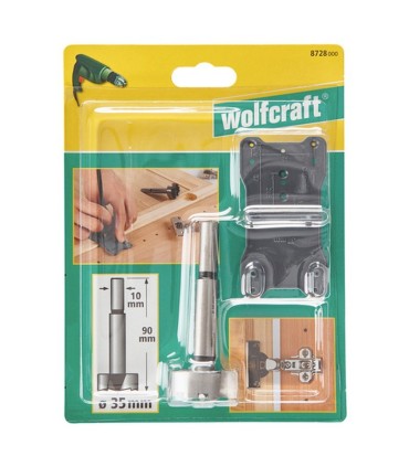 Wolfcraft 8728000 Forstner 35mm Punta ve Menteşe Şablon Seti 2P
