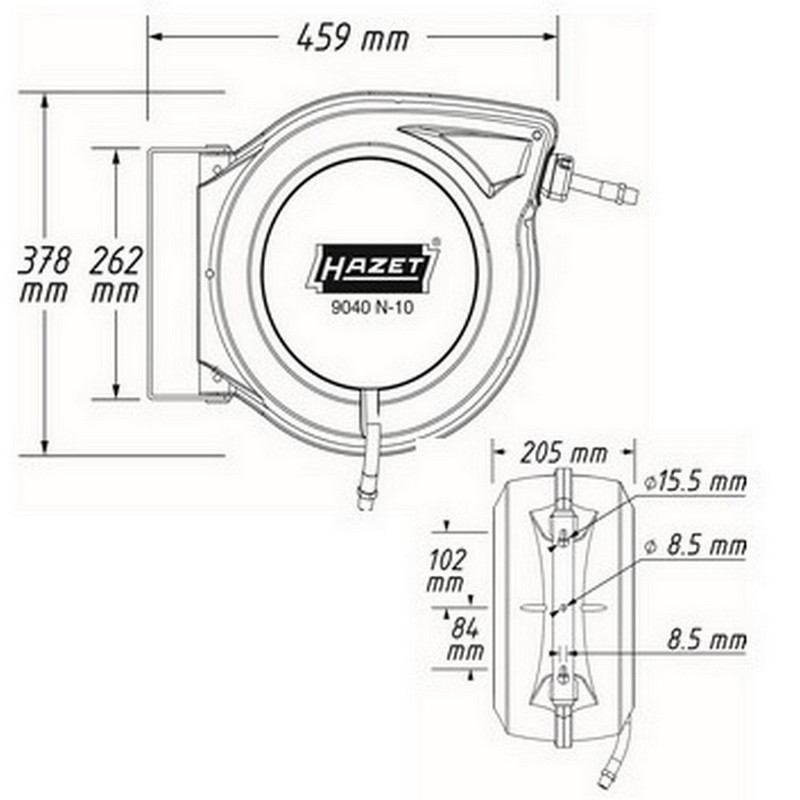 Hazet 9040N-10 3/8" Makaralı Basınçlı Hava-Su Hortumu 15mt 20Bar