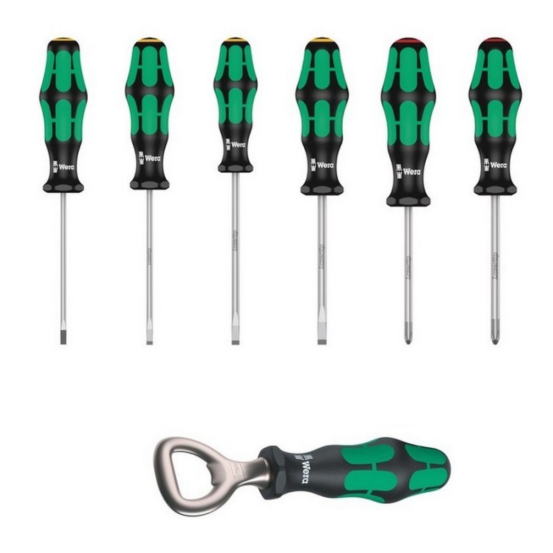 Wera 300/7 Kraftform Plus Yıldız Düz Tornavida Set 2  Açacaklı 7P 05105624001