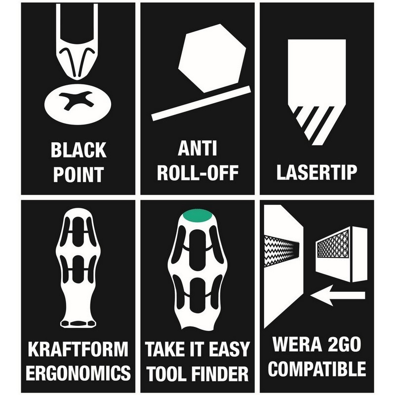 Wera 300/7 Kraftform Plus Yıldız Düz Tornavida Set 2  Açacaklı 7P 05105624001