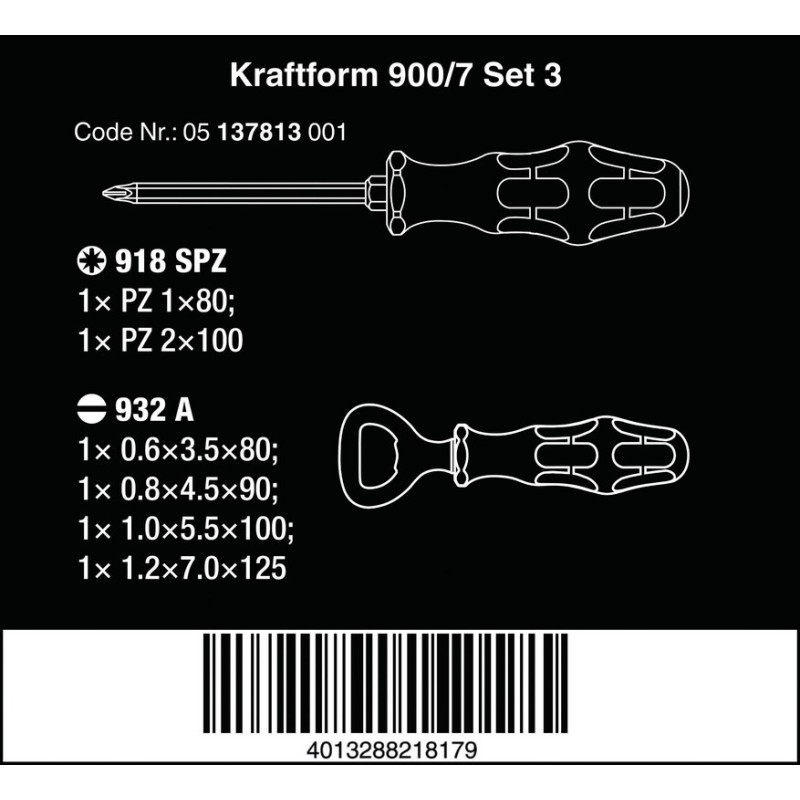 Wera 900/7 Pozidriv Düz Keski Tornavida Seti 3 Açacaklı 7P 05137813001