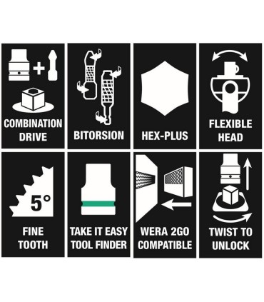 Wera 8009 Zyklop Pocket Emperyal Cırcır Lokma Bits Set 2 18P 05004283001