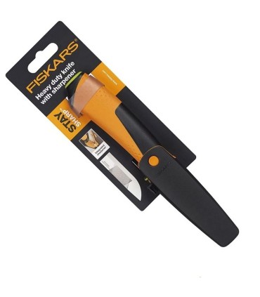 Fiskars 1023620 Ağır İş Kılıflı Entegre Bilemeli Bıçak
