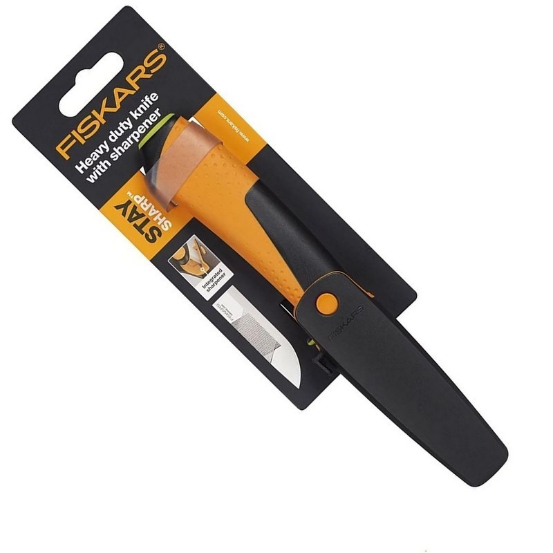 Fiskars 1023620 Ağır İş Kılıflı Entegre Bilemeli Bıçak