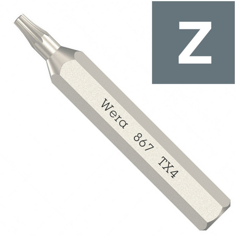 Wera 867/0 Micro 4mm Torx Bits 30mm TX4 05058102001