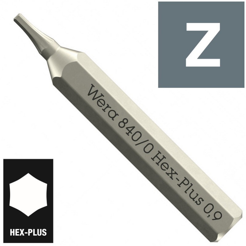 Wera 840/0 Micro 4mm HexPlus Bits 0.9x30mm 05058108001