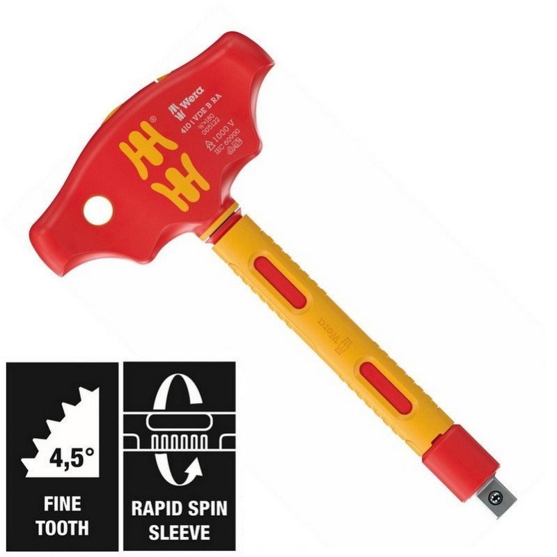 Wera 410i B RA VDE T Saplı Cırcırlı Lokma Kolu 3/8" Sürücülü 05005122001