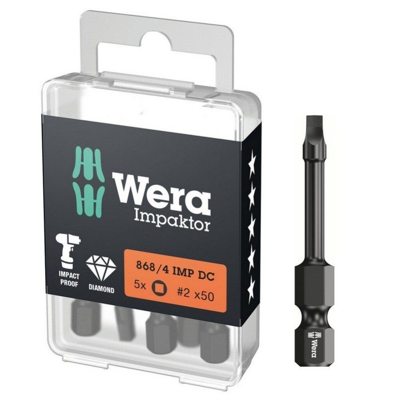 Wera 868/4 IMP DC Kare Bits R2x50mm 5P 05057671001
