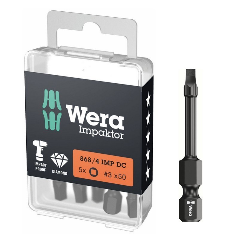 Wera 868/4 IMP DC Kare Bits R3x50mm 5P 05057672001