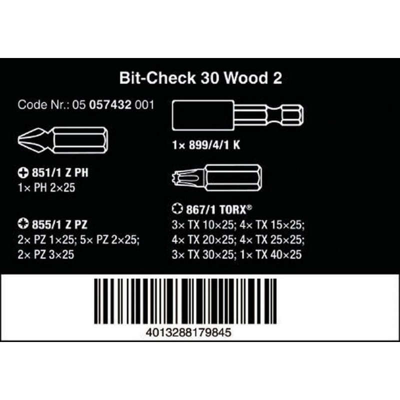 Wera Bit-Check 30 SB Metal 1 Bits Seti 05057440001