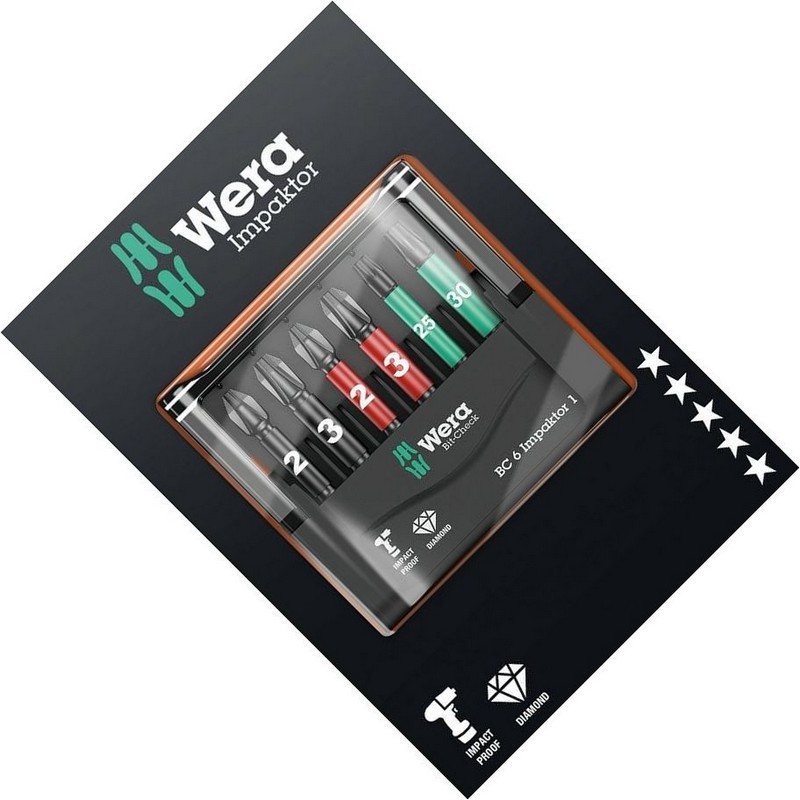 Wera Bit-Check 6 SB Impaktor 1 TX/PH/PZ Bits Seti 05073890001