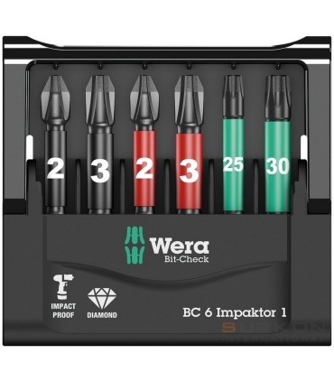 Wera Bit-Check 6 SB Impaktor 1 TX/PH/PZ Bits Seti 05073890001