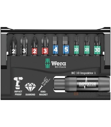 Wera Bit-Check 10 SB Impaktor 1 Bits Seti 05073980001