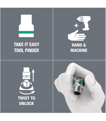 Wera 8790 HMB Zyklop 3/8" Mıknatıs Şeritli Lokma Seti B1 Emperyal 05005450001