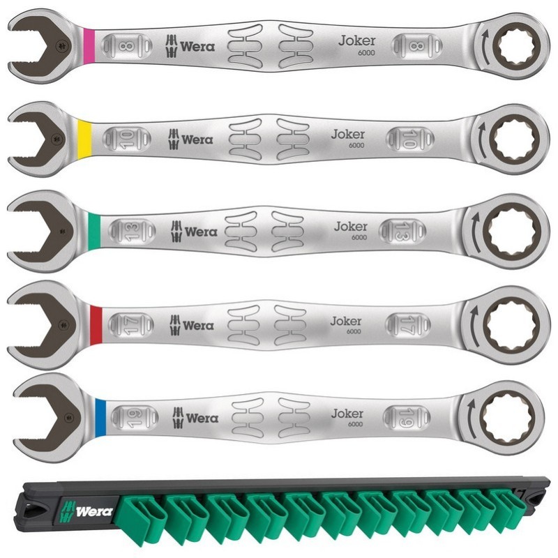 Wera 9631 Manyetik Şeritli Joker 6000 Açık Ağız Cırcırlı Kombine Anahtar Seti 2 5P 05020015001