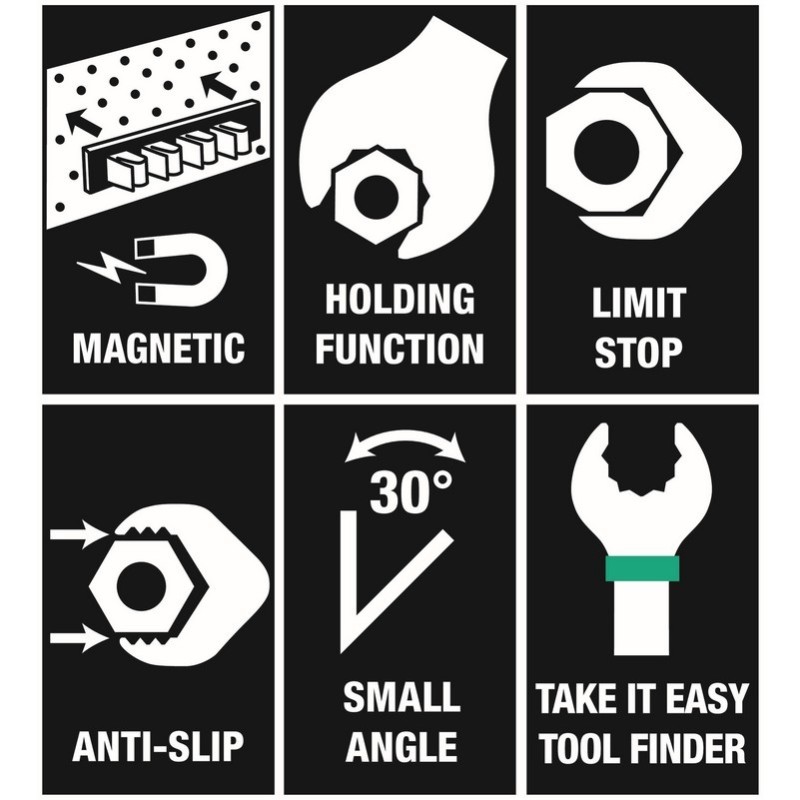 Wera 9631 Manyetik Şeritli Joker 6000 Açık Ağız Cırcırlı Kombine Anahtar Seti 2 5P 05020015001