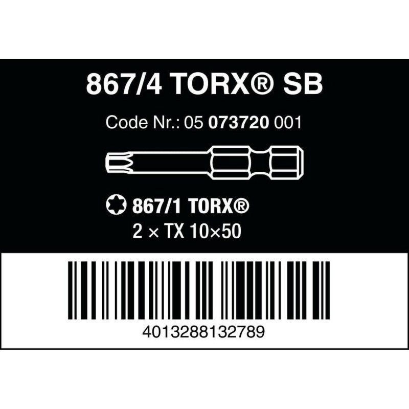 Wera 867/4 Z SB Torx Bits TX10 50mm 2P 05073720001