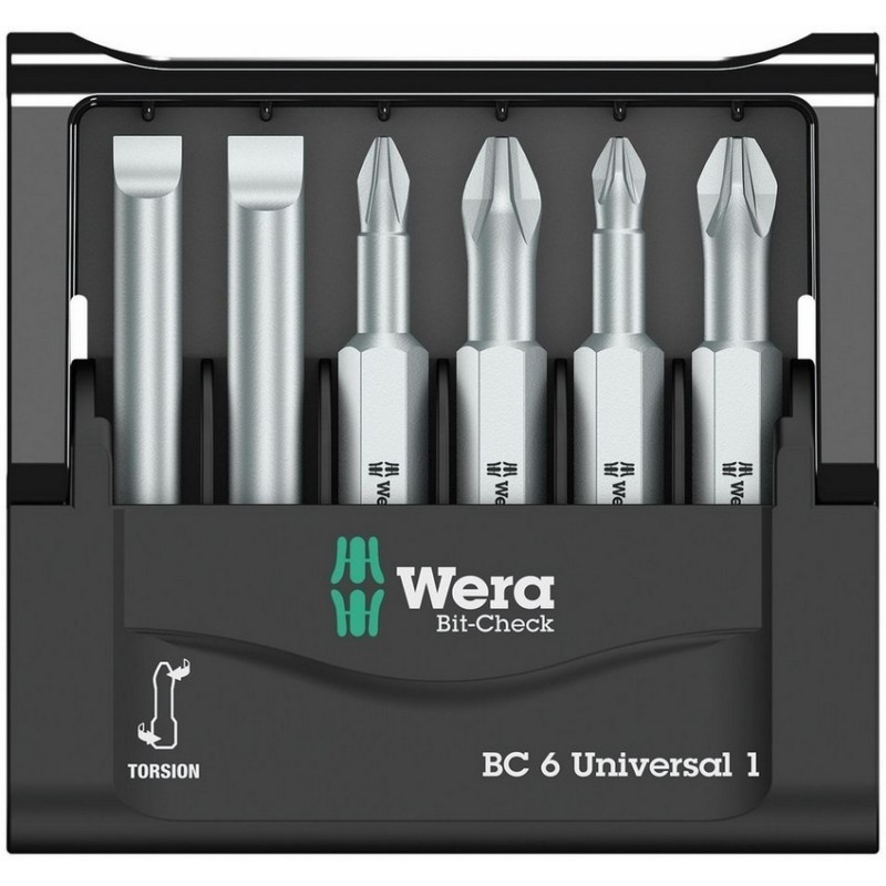 Wera Bit-Check 6 Universal 1 PZ/PH/SL Bits Seti 50mm 05056474001