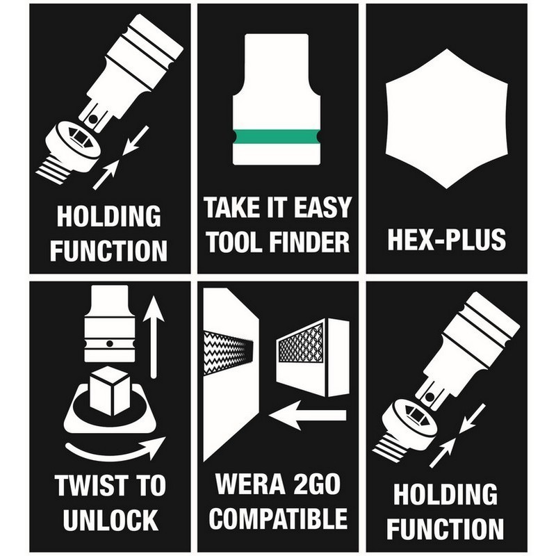Wera 8740 C HF 1/2" Zyklop Hex/Alyan Uçlu Lokma Bits Seti 9P 05004201001