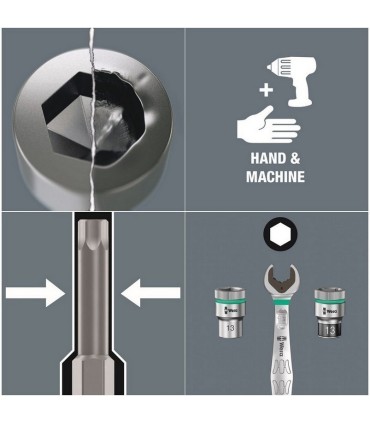 Wera 8740 C HF 1/2" Zyklop Hex/Alyan Uçlu Lokma Bits Seti 9P 05004201001