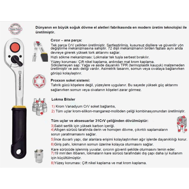 Proxxon Endüstriyel 23280 1/4" Corcır Lokma Bits Takımı 50P