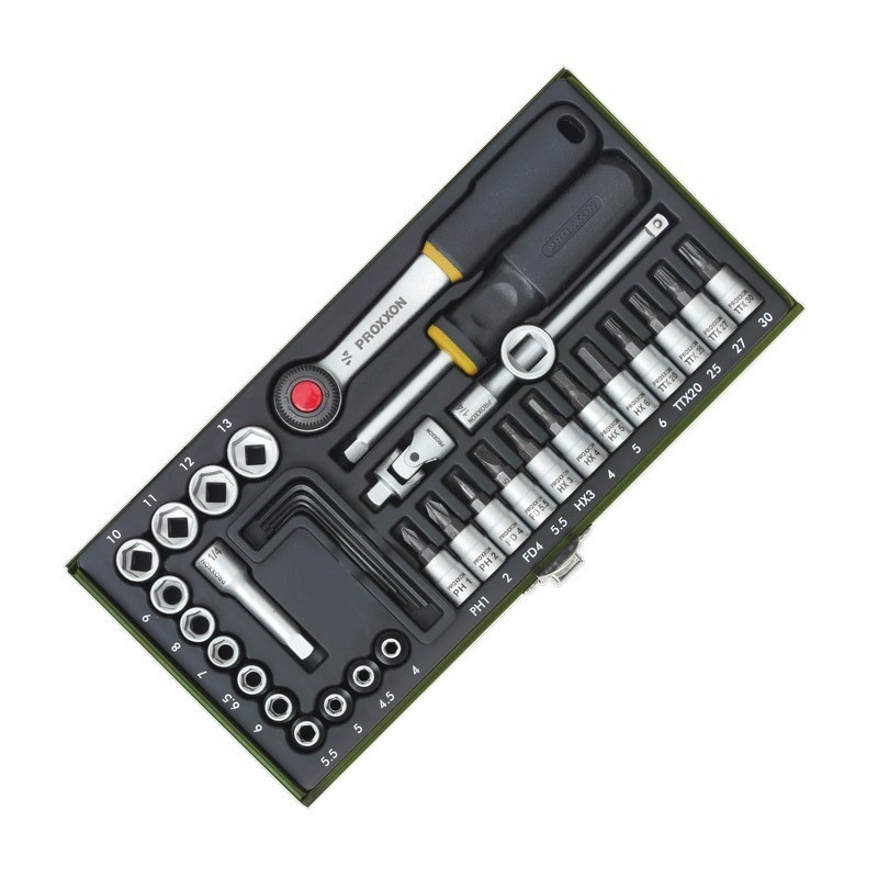 Proxxon Endüstriyel 23080 1/4" Cırcır Lokma Bits Takımı 36P