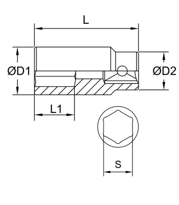 GAV 43522 3/8" Kısa Havalı Lokma Ağır İş Altıköşe 22mm [H:30mm]