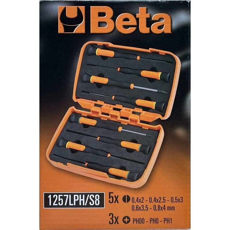 Beta 1257LPH/S8 Düz Yıldız Mikro Tornavida Seti 60mm 8P 012570210
