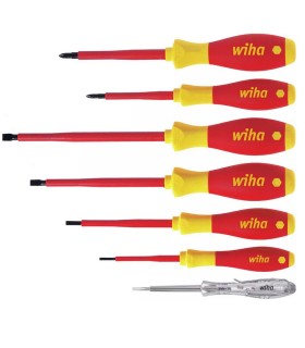 Wiha SoftFinish® VDE İzole Yıldız Düz Tornavida Set 7P 00834