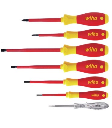 Wiha SoftFinish® VDE İzole Yıldız Düz Tornavida Set 7P 00834