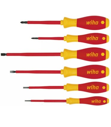 Wiha SoftFinish® VDE İzole Düz Pozidriv Tornavida Set 6P 25477