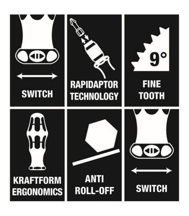 Wera 838 RA-R L/R Cırcırlı 1/4" Bits Tutuculu Tornavida 140mm 05051494001
