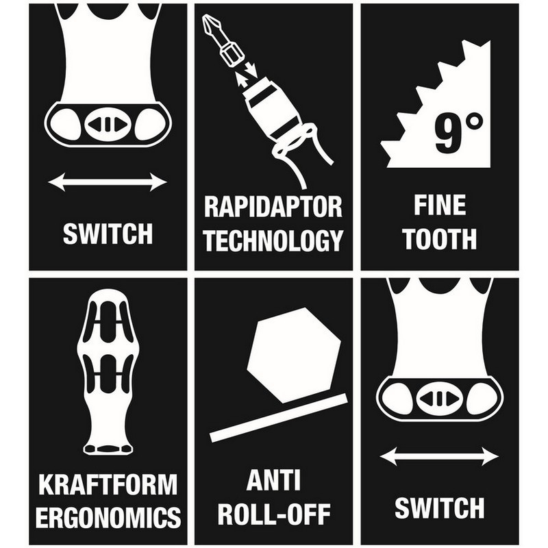 Wera 838 RA-R L/R Cırcırlı 1/4" Bits Tutuculu Tornavida 140mm 05051494001