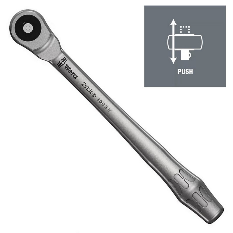 Wera 8003 B Zyklop 3/8" İtmeli Sürücü Metal Cırcır 05004033001