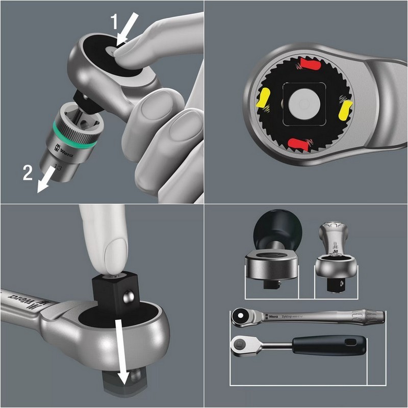 Wera 8003 B Zyklop 3/8" İtmeli Sürücü Metal Cırcır 05004033001