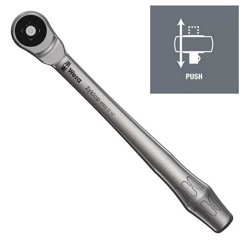 Wera 8003 C Zyklop 1/2" İtmeli Sürücü Metal Cırcır 05004063001
