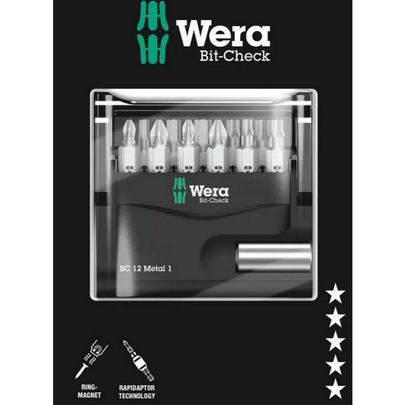 Wera Bit-Check 12 SB Metal 1 Bits Seti 05136393001