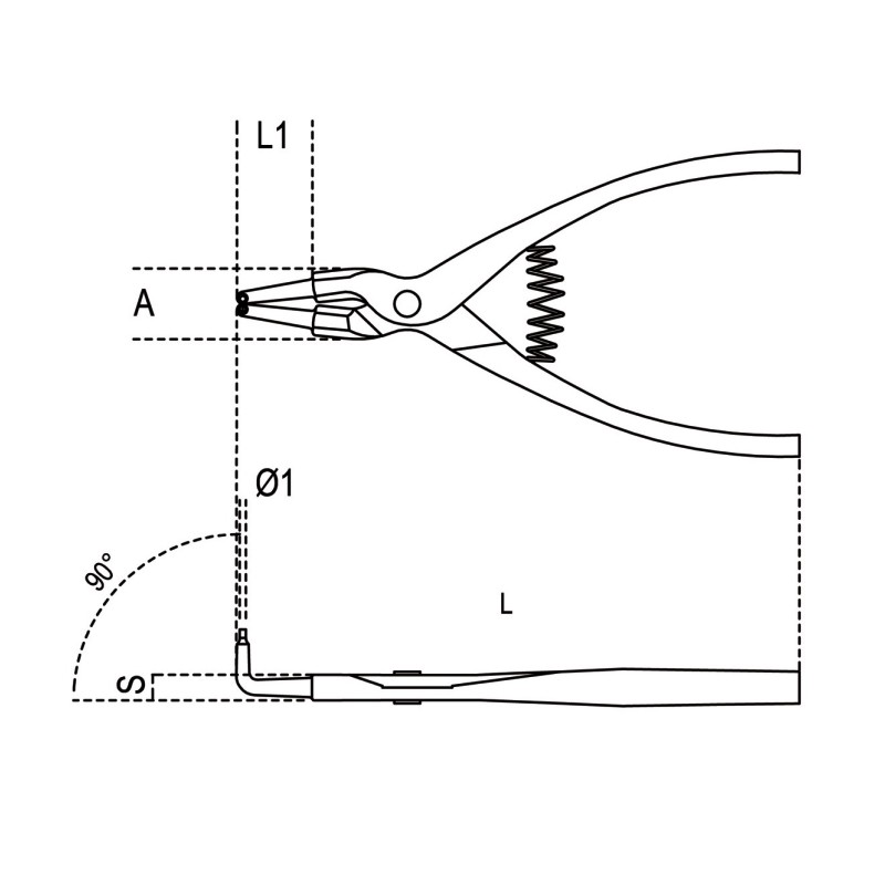 Beta 1038 175 Kıvrık Dış Segman Pensesi 175mm 19-60mm 010380017