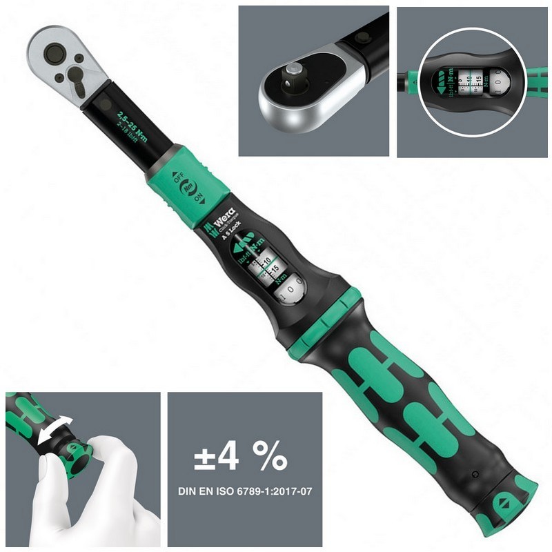 Wera Click-Torque Lock A5 1/4" Kare 2.5-25Nm Ayarlanabilir Tork Anahtarı 05075690001