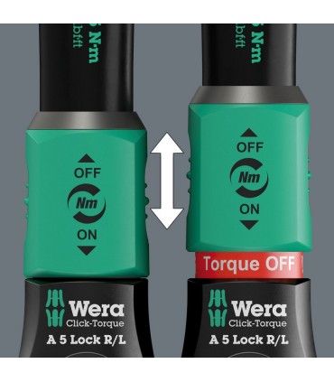 Wera Click-Torque Lock A5 1/4" R/L İtmeli Kare Sürücü 2.5–25Nm Tork Anahtarı 05075693001