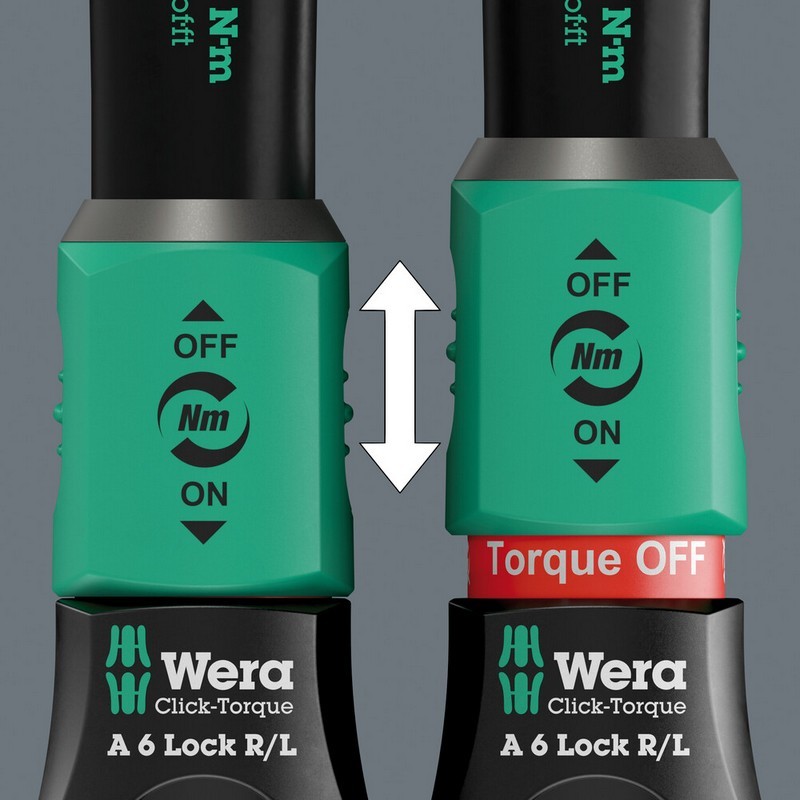 Wera Click-Torque Lock A6 1/4" R/L İtmeli Altıgen Sürücü 2.5–25Nm Tork Anahtarı 05075694001